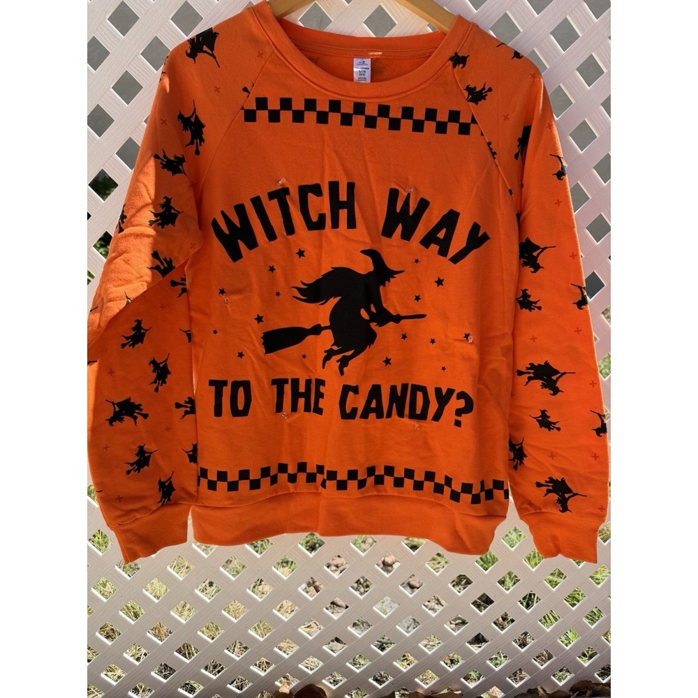 Way To Celebrate Halloween Witch Way To The Candy Light Up Sweatshirt Small 3/5